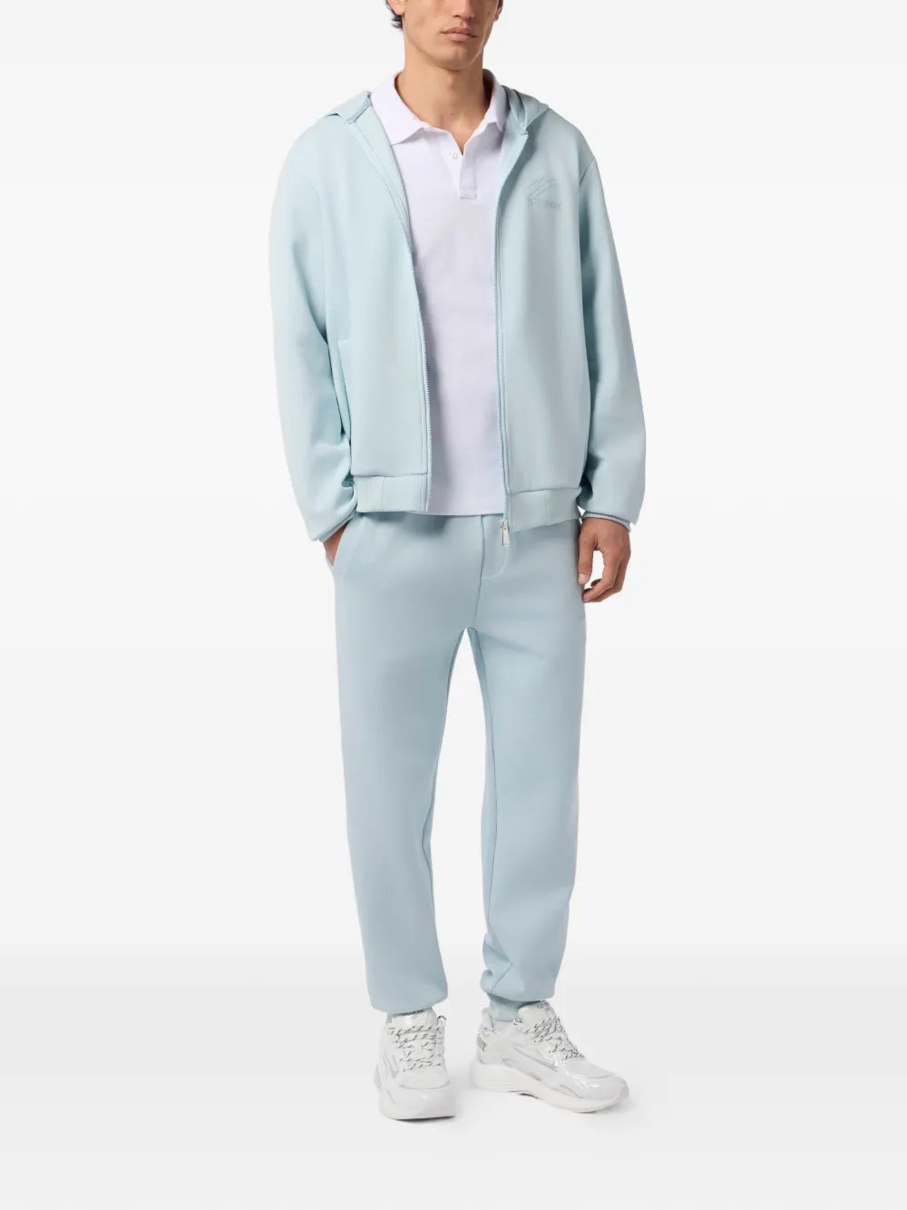 Plein Sport Sweater met ritssluiting en capuchon Blauw