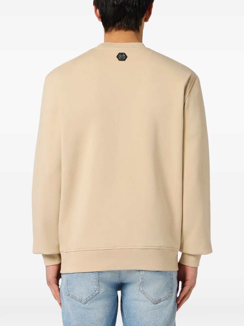 Philipp Plein Sweater met teddy-print en ronde hals Beige