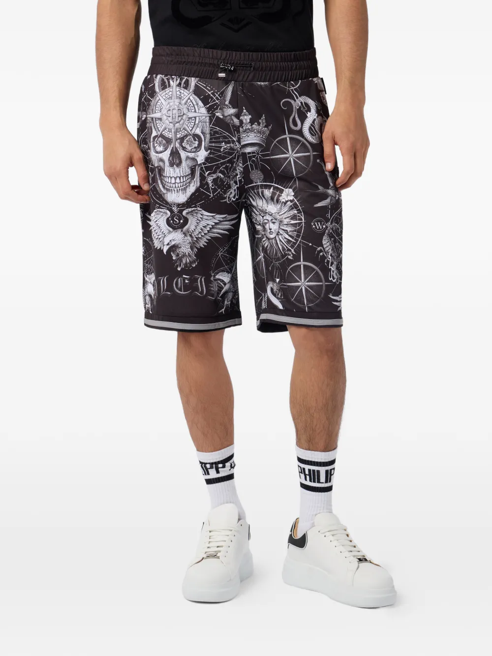 Philipp Plein elastic-waistband shorts - Schwarz