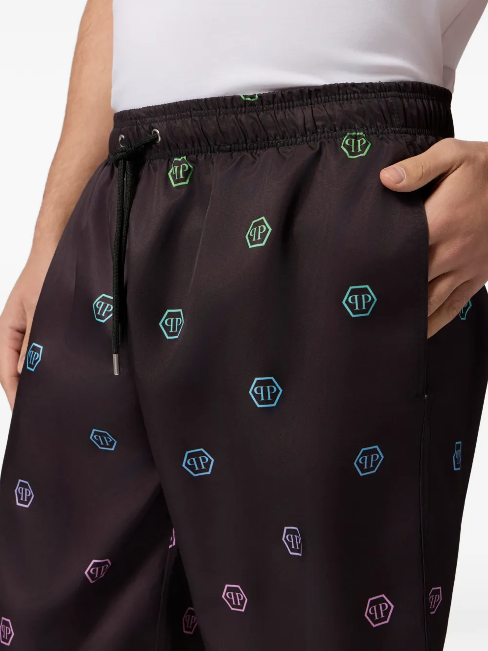 Philipp Plein Shorts met trekkoord en monogram Zwart