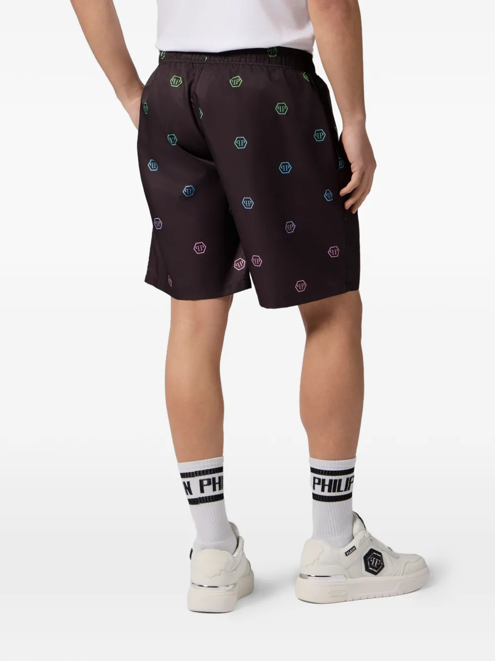  Philipp Plein Monogram Drawstring Shorts - Black 