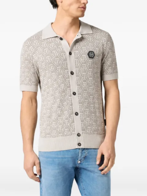 Philipp Plein buttoned-up polo shirt jacquard monogram