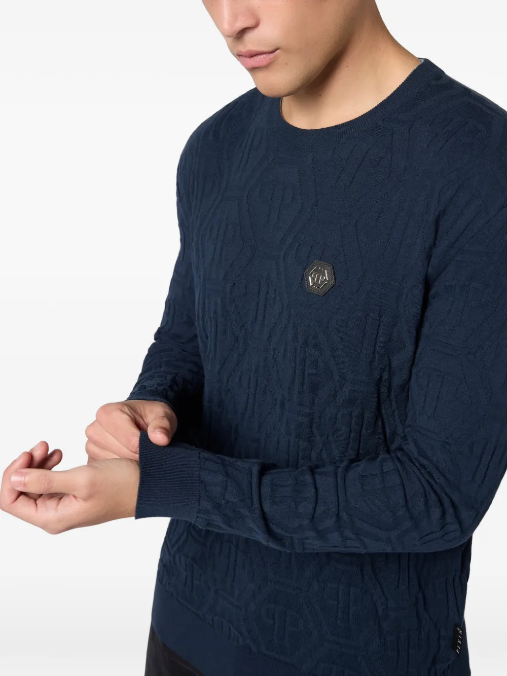 Philipp Plein Trui met monogram-jacquard Blauw