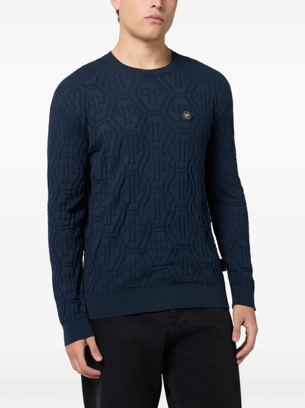 Philipp Plein Trui met monogram-jacquard Blauw