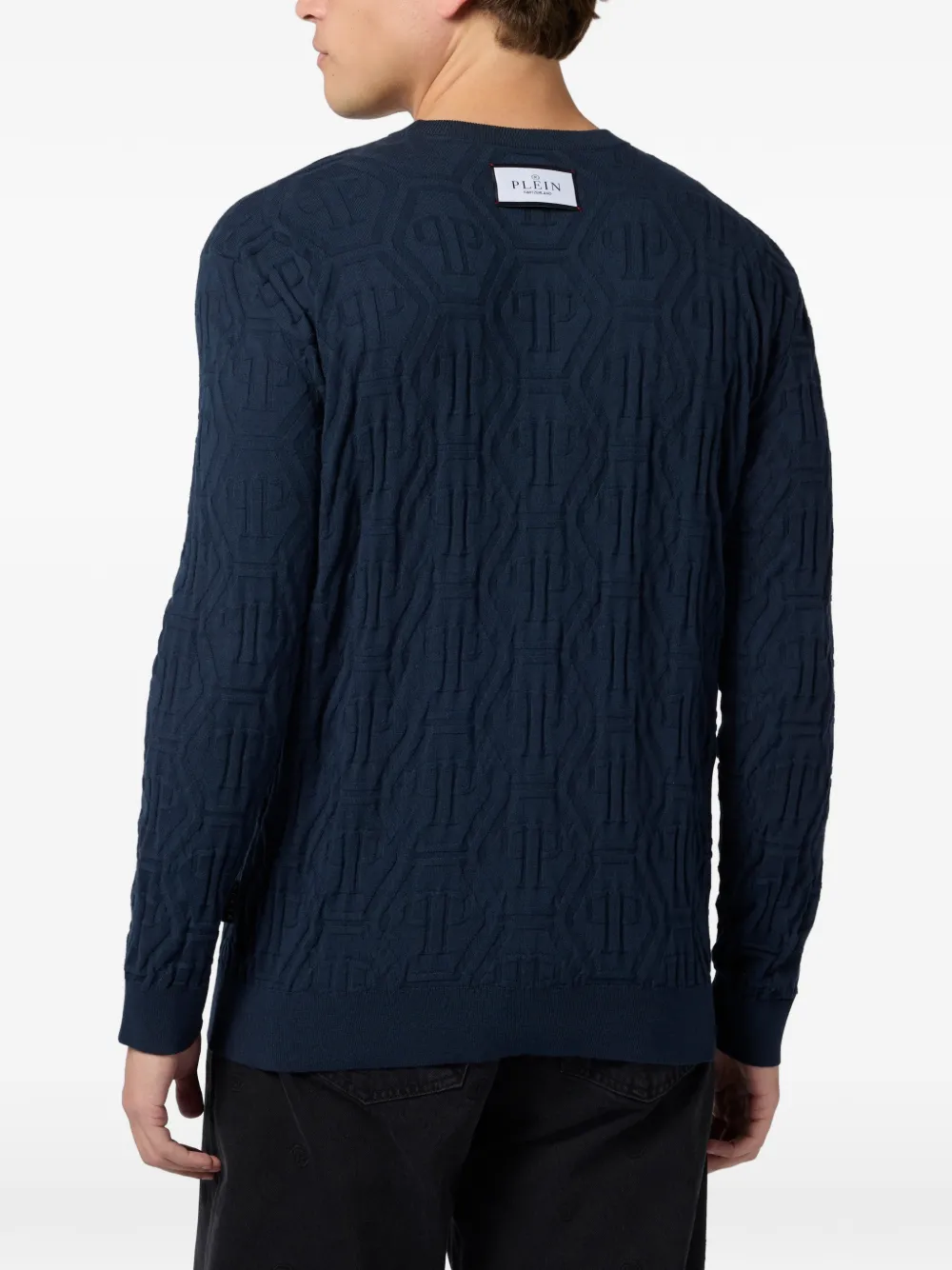 Philipp Plein Trui met monogram-jacquard Blauw