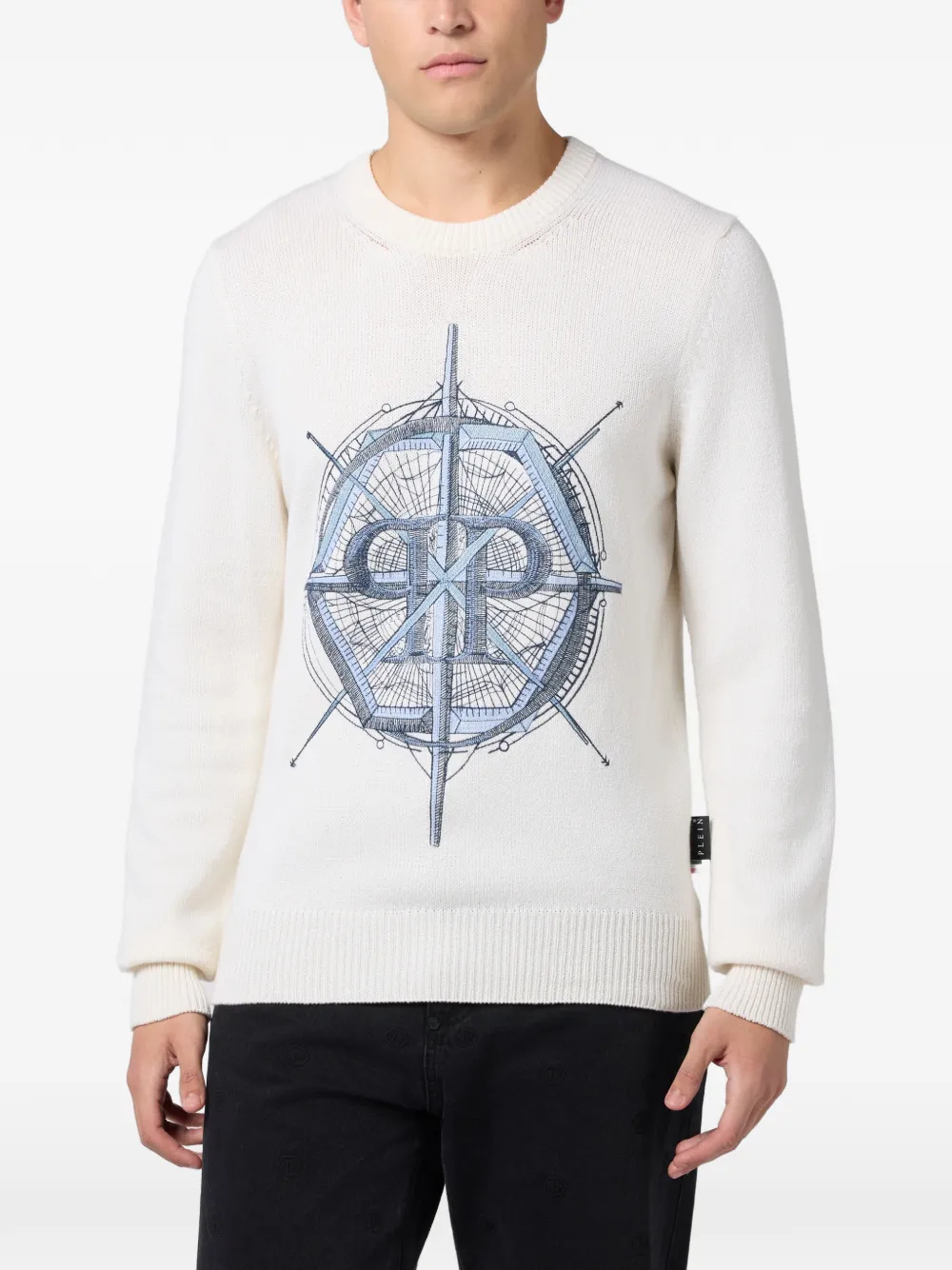  Philipp Plein Crew-neck Wind Rose Sweater - Neutrals 