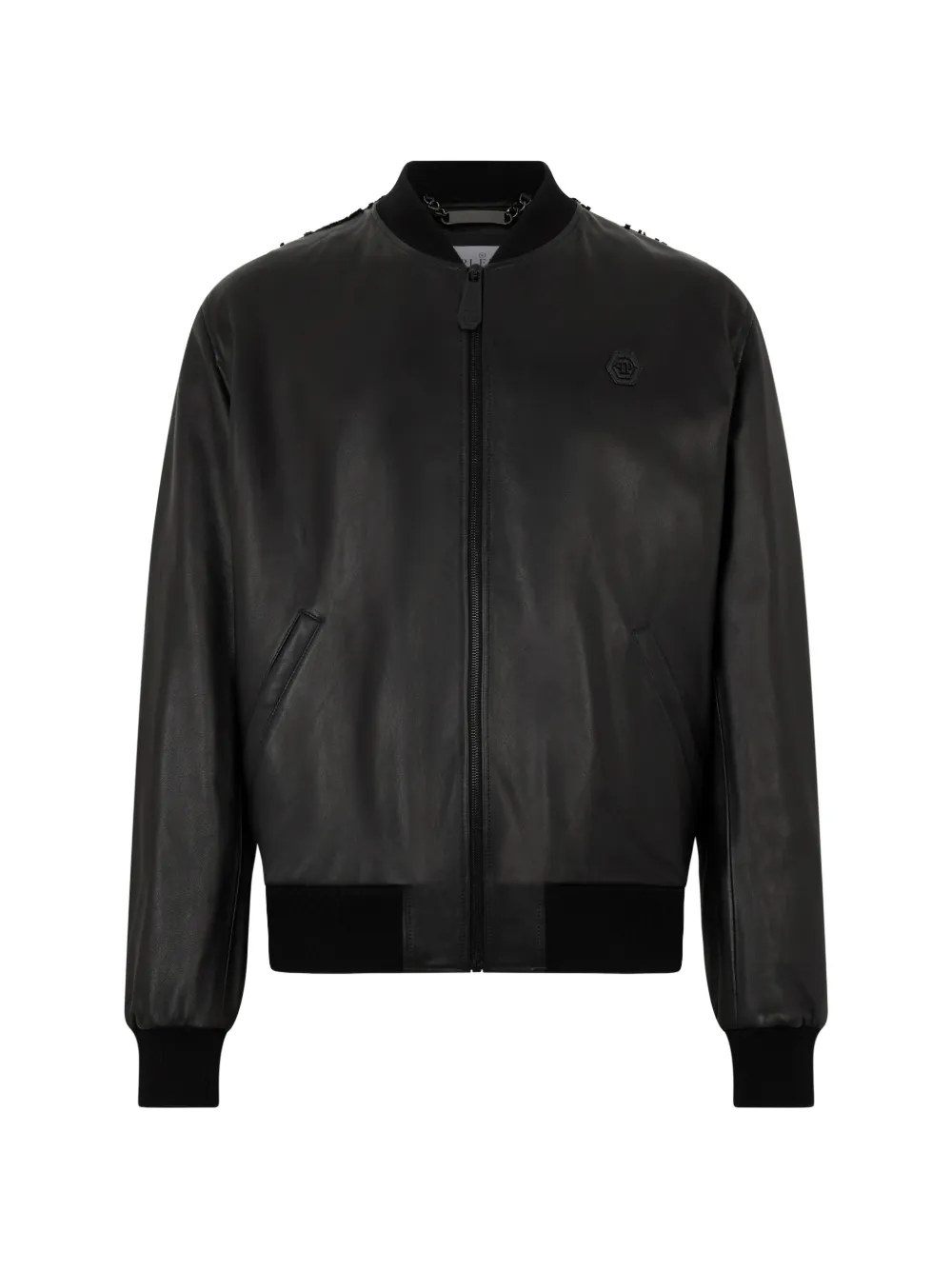 Philipp Plein leather bomber jacket - Nero