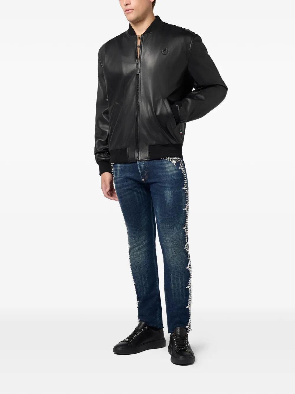 Philipp Plein 레더 봄버 재킷 | 가죽 재킷 | Image 2