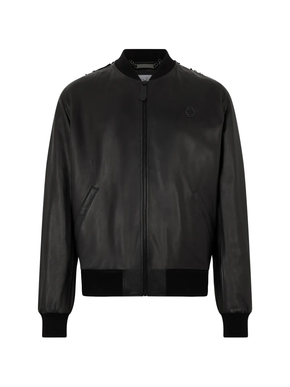 Philipp Plein Leren bomberjack Zwart