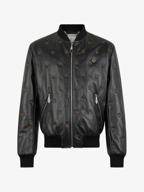 Philipp Plein chamarra bomber con monograma bordado