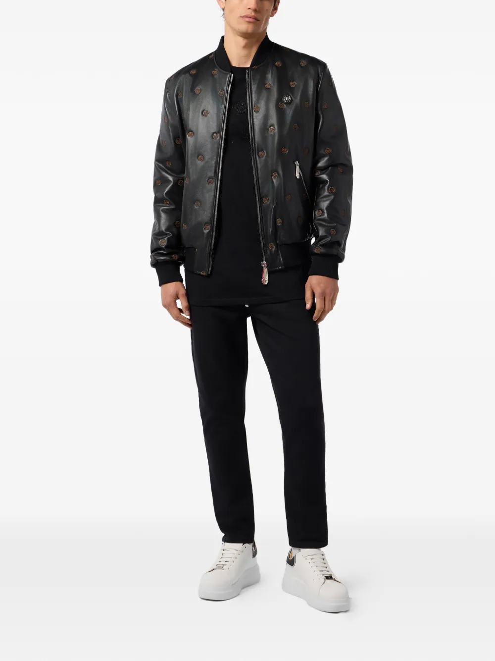 Philipp Plein 모노그램 자수 봄버 재킷 | 봄버 재킷