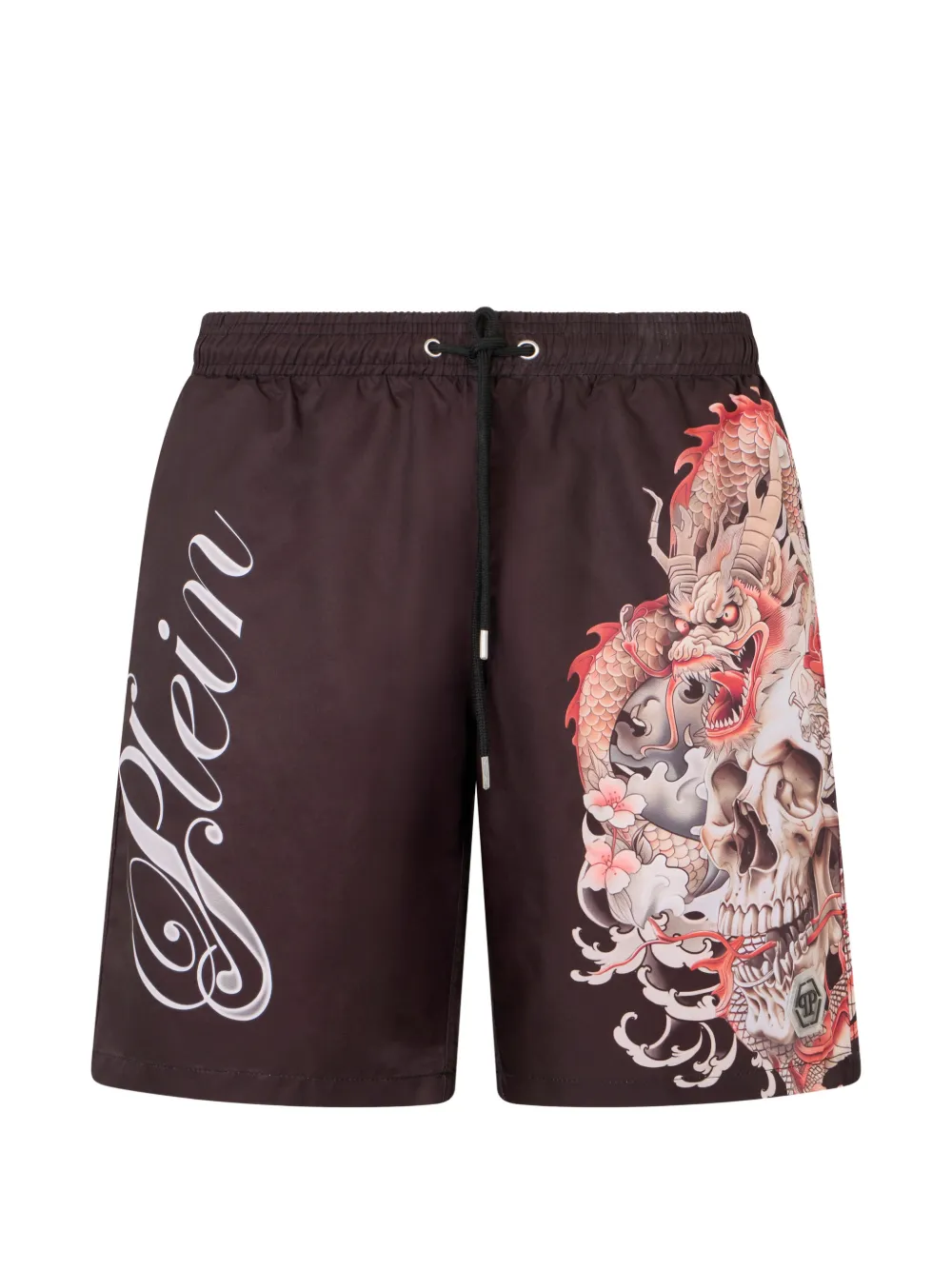 Philipp Plein drago- print swim shorts - Marrone