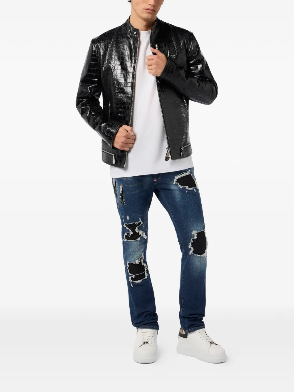 Philipp Plein 크로커다일 프린트 레더 재킷 | 가죽 재킷 | Image 2