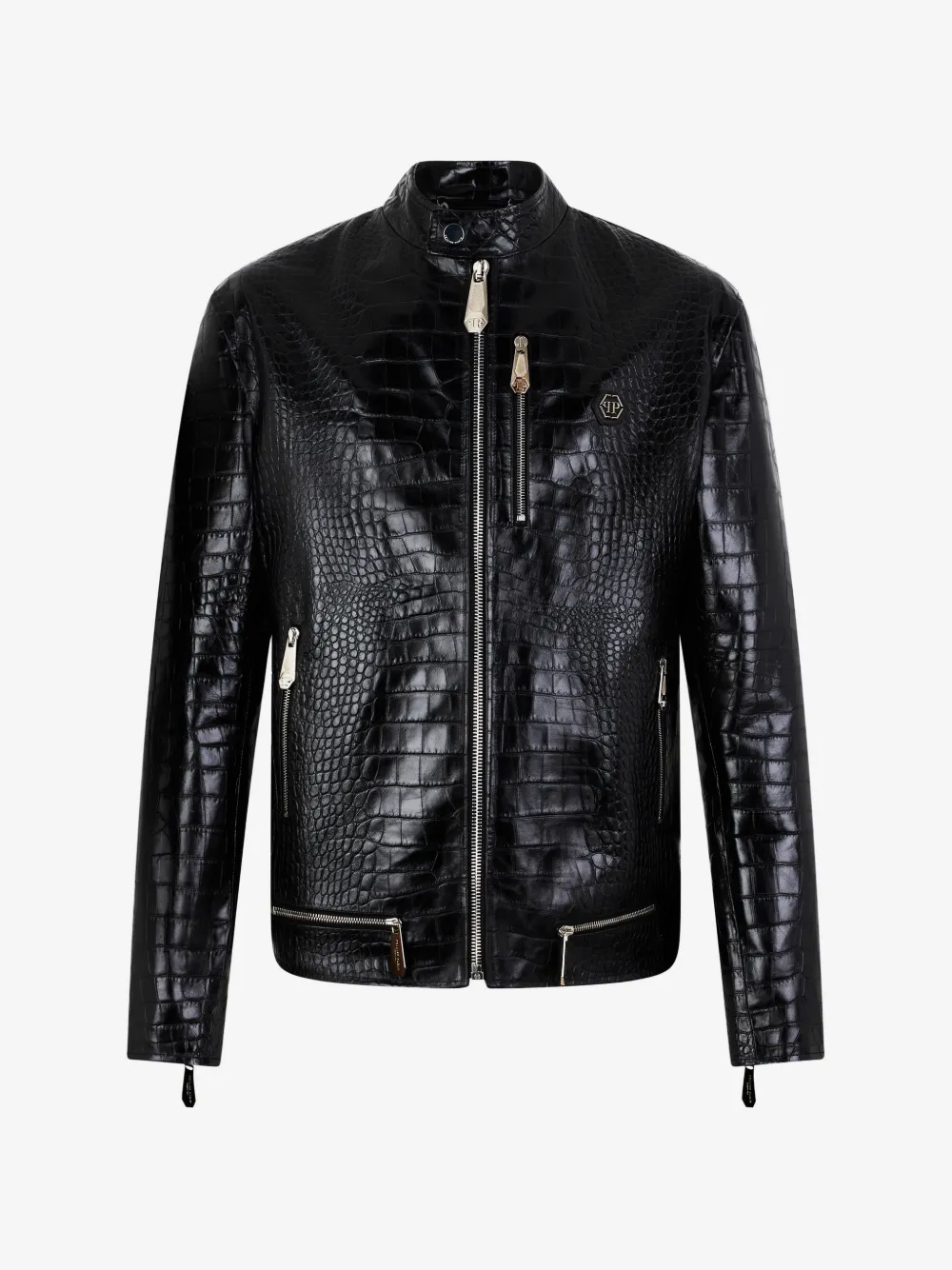 Philipp Plein crocodile-print leather jacket | Black | Image 1