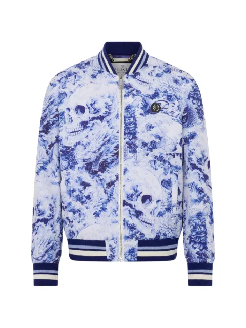 Philipp Plein floral skull bomber jacket