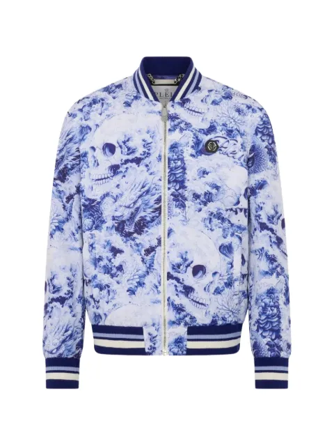 Philipp Plein フローラル スカル ボンバージャケット