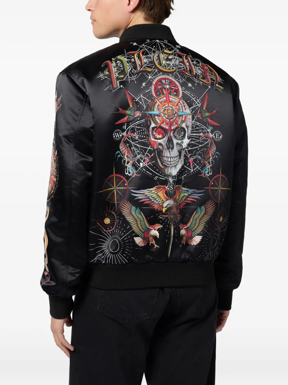 Philipp Plein Bomberjack met doodskopprint Zwart