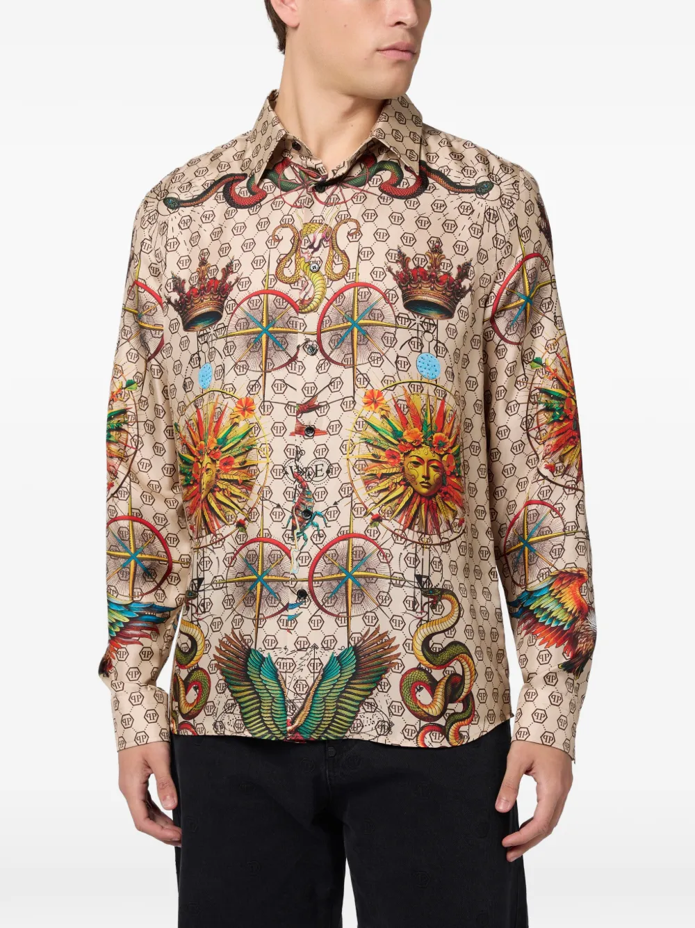 Philipp Plein Overhemd met monogram Beige
