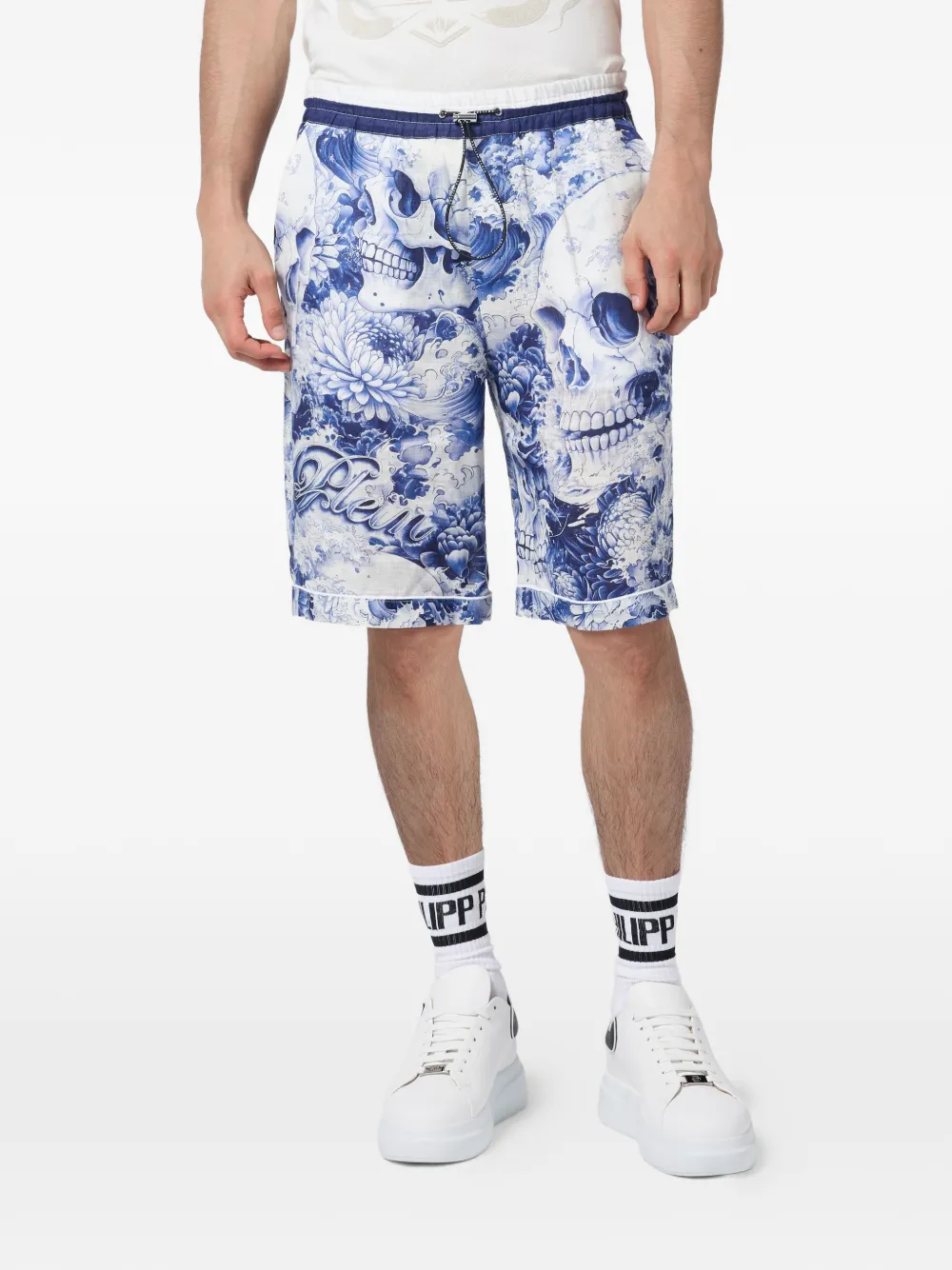  Philipp Plein Printed Bowling Shorts - Blue 