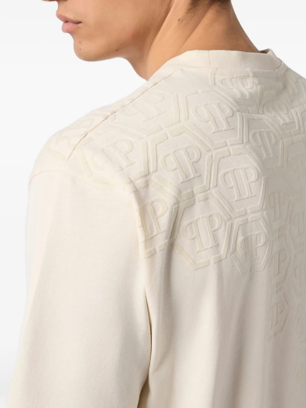 Philipp Plein T-shirt met ronde hals en monogram Beige