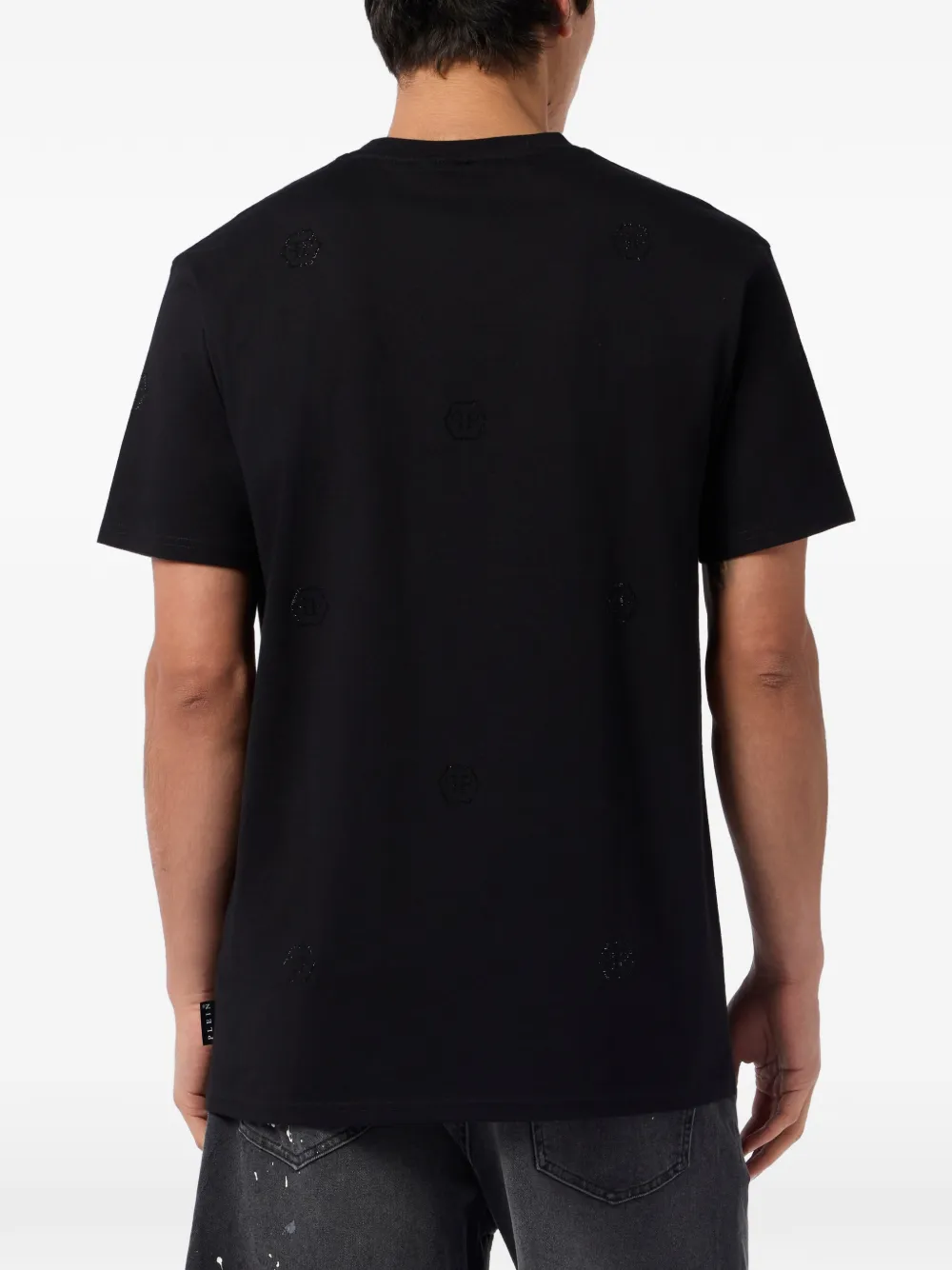 Philipp Plein T-shirt met ronde hals en monogram Zwart