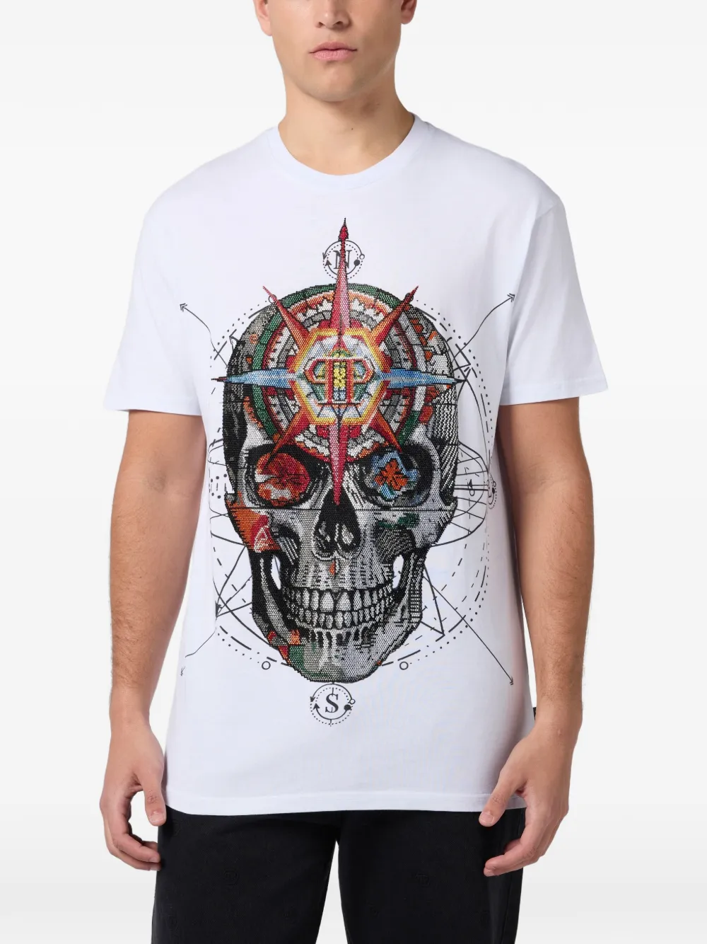Philipp Plein T-shirt met doodskopprint Wit