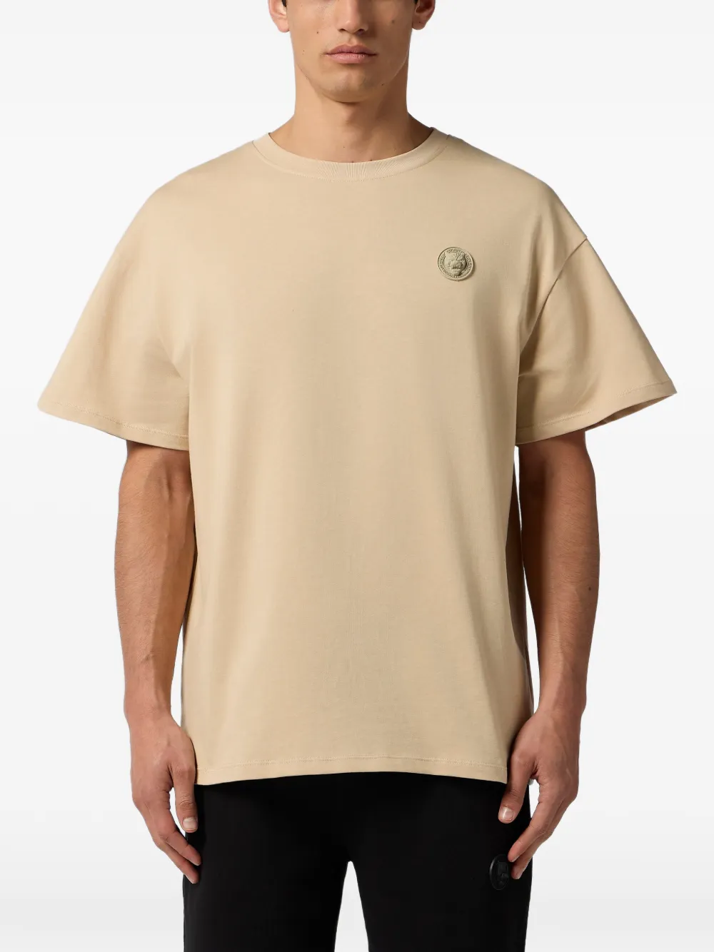 Plein Sport T-shirt met ronde hals en siliconen patch Beige