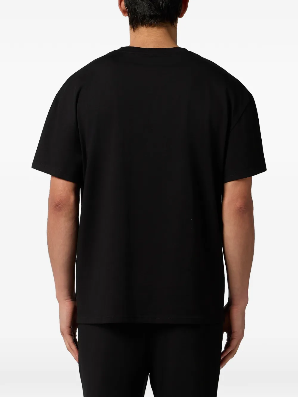 Plein Sport T-shirt met rubberen print en ronde hals Zwart