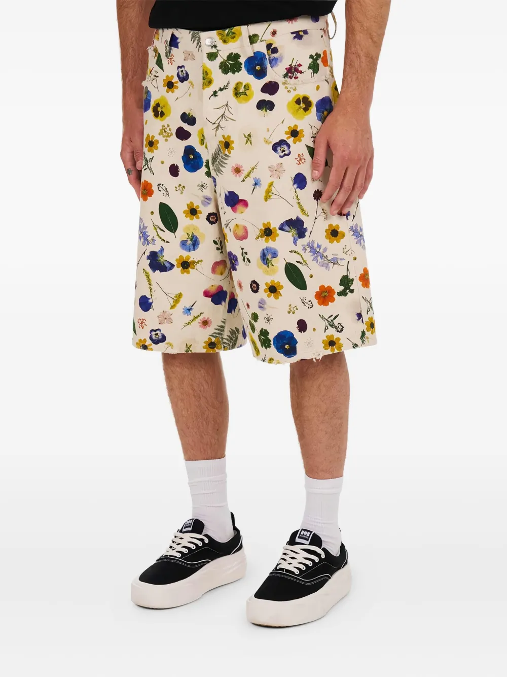 Nahmias Shorts met bloemenprint - Beige