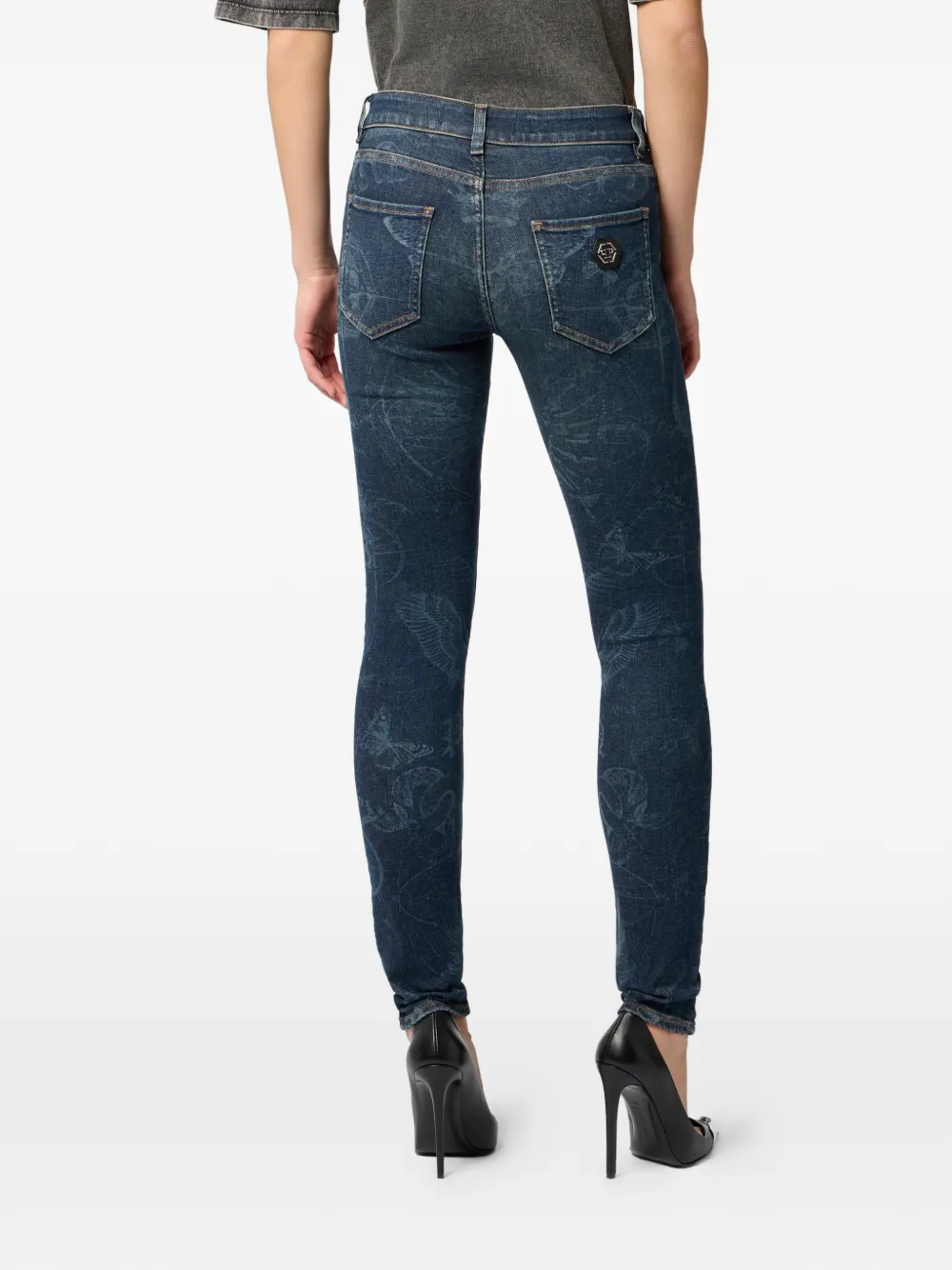 Philipp Plein Jegging met vlinderprint Blauw