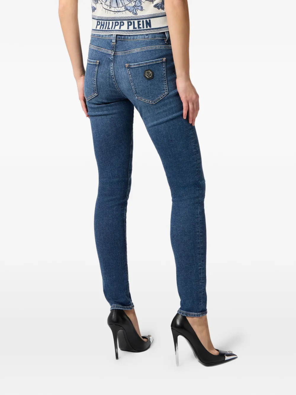 Philipp Plein Jeans met riemlussen en zak Blauw