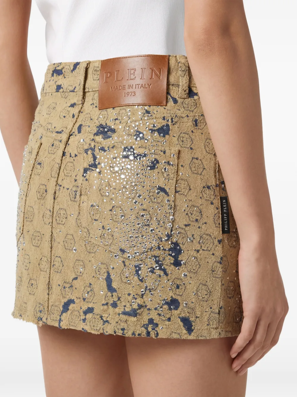 Philipp Plein Mini-rok met jacquard Beige