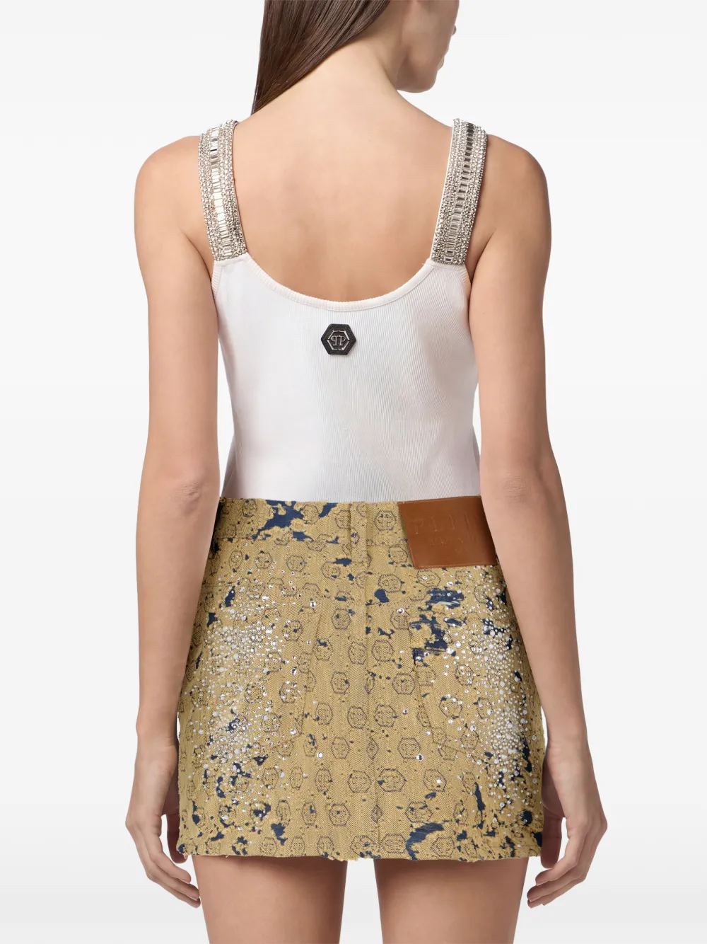 Philipp Plein Mini-rok met jacquard Beige