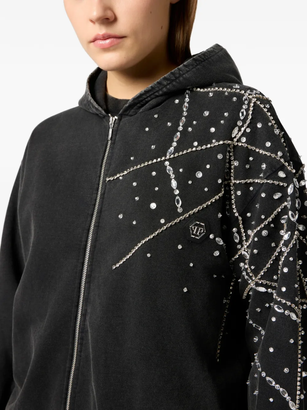 Philipp Plein Hoodie met rits Zwart