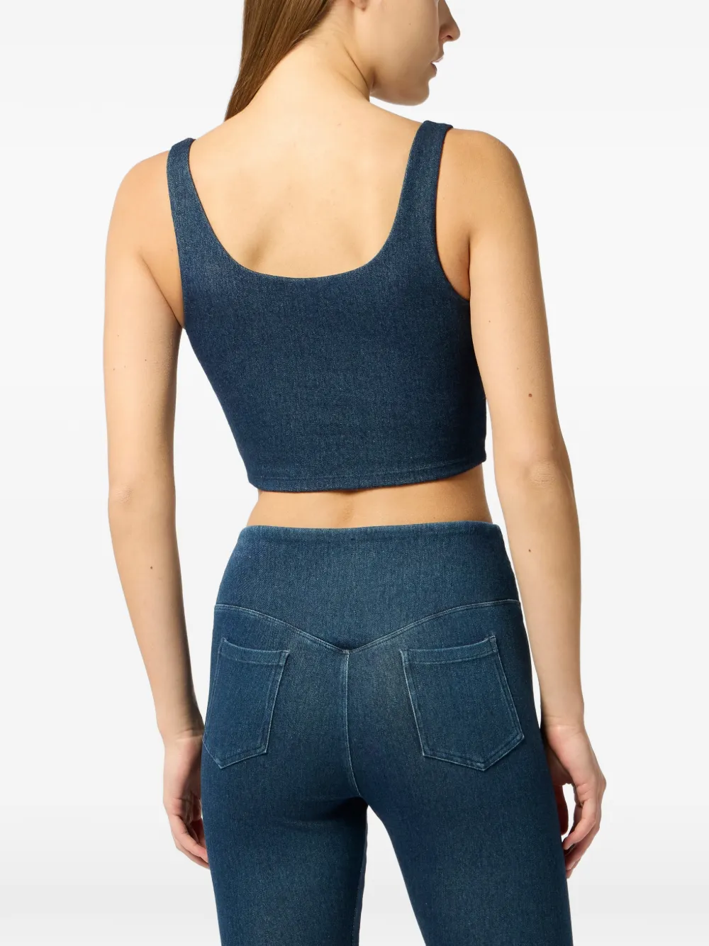 Plein Sport Gesmockte denim top Blauw