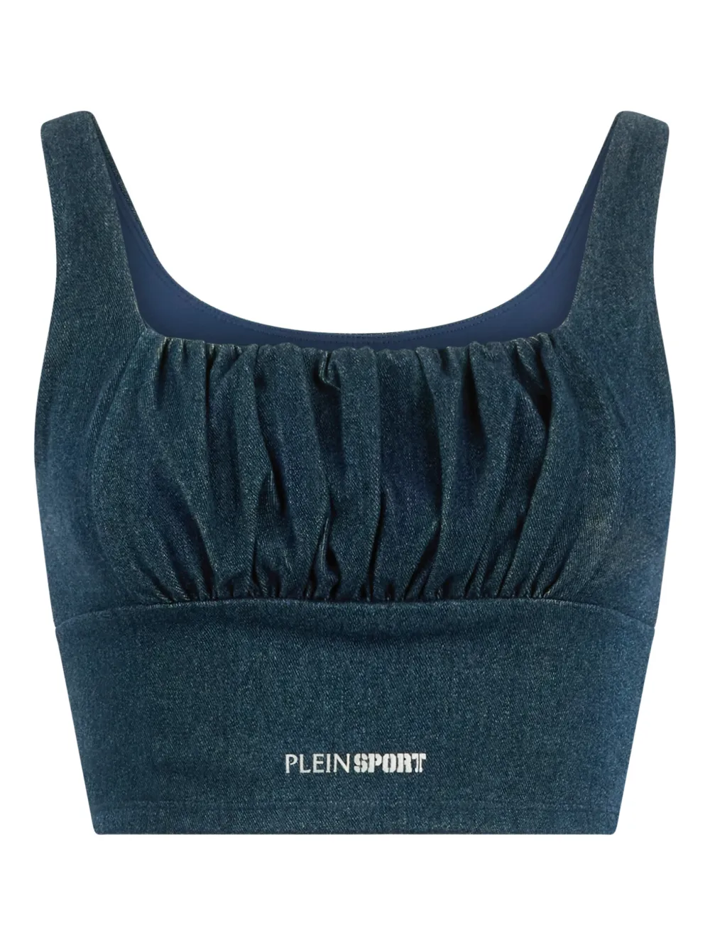 Plein Sport Top denim con arricciatura - Blu