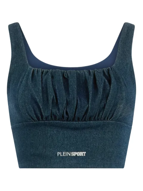 Plein Sport gathered denim top