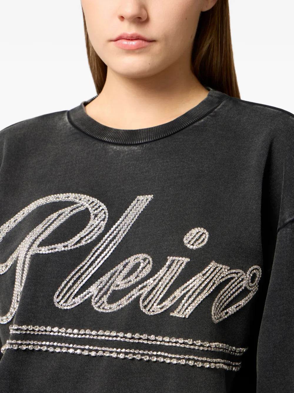 Philipp Plein Sweater met stras Zwart