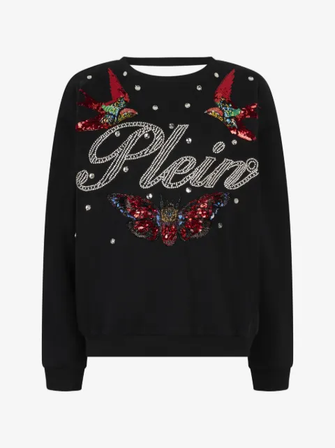 Philipp Plein open back strass sweatshirt