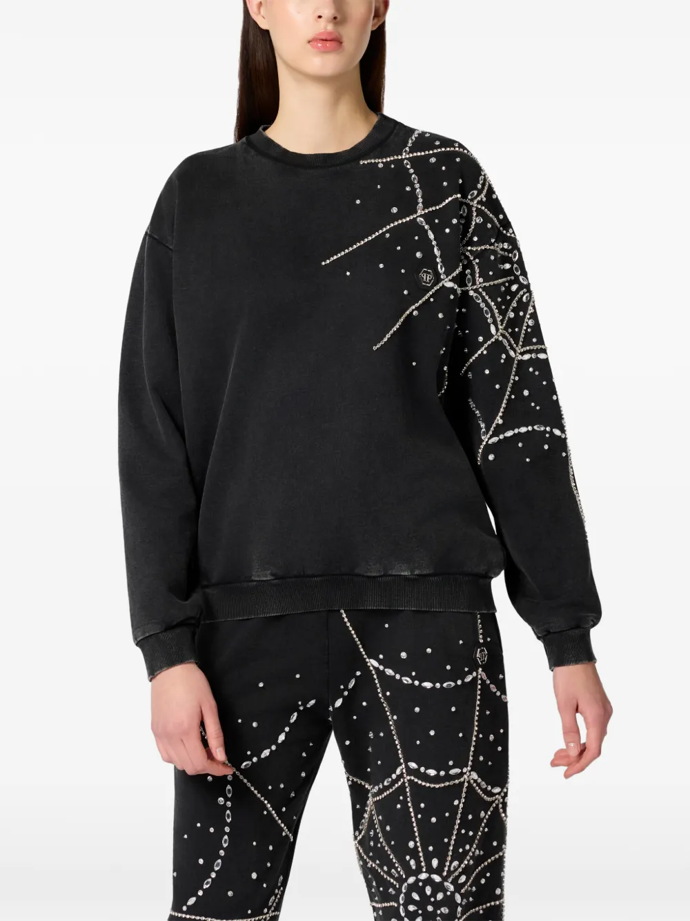  Philipp Plein Sudadera Con Cuello Redondo - Negro 