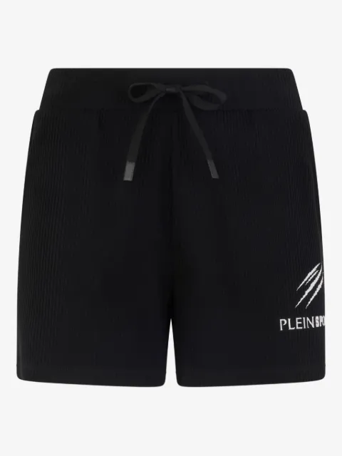 Plein Sport shorts tejidos de canalé con letras