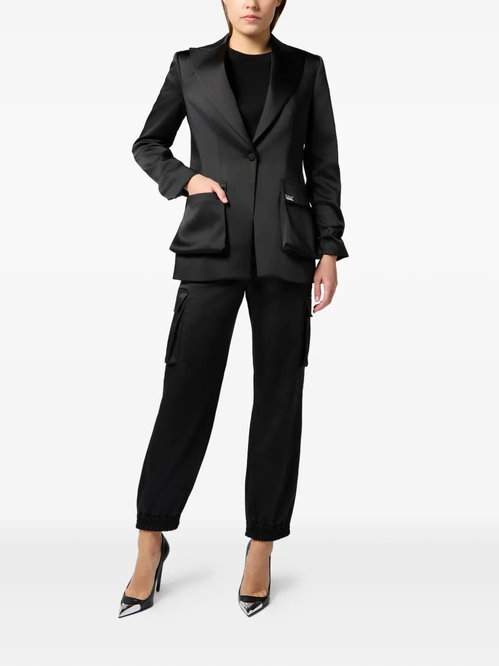  Philipp Plein Satin Blazer - Black 