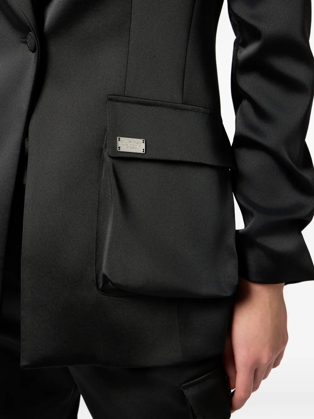 Philipp Plein Satijnen cargo blazer Zwart