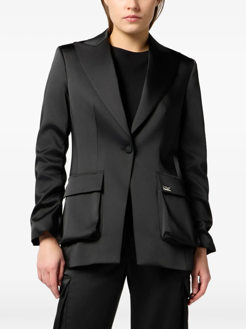  Philipp Plein Satin Blazer - Black 