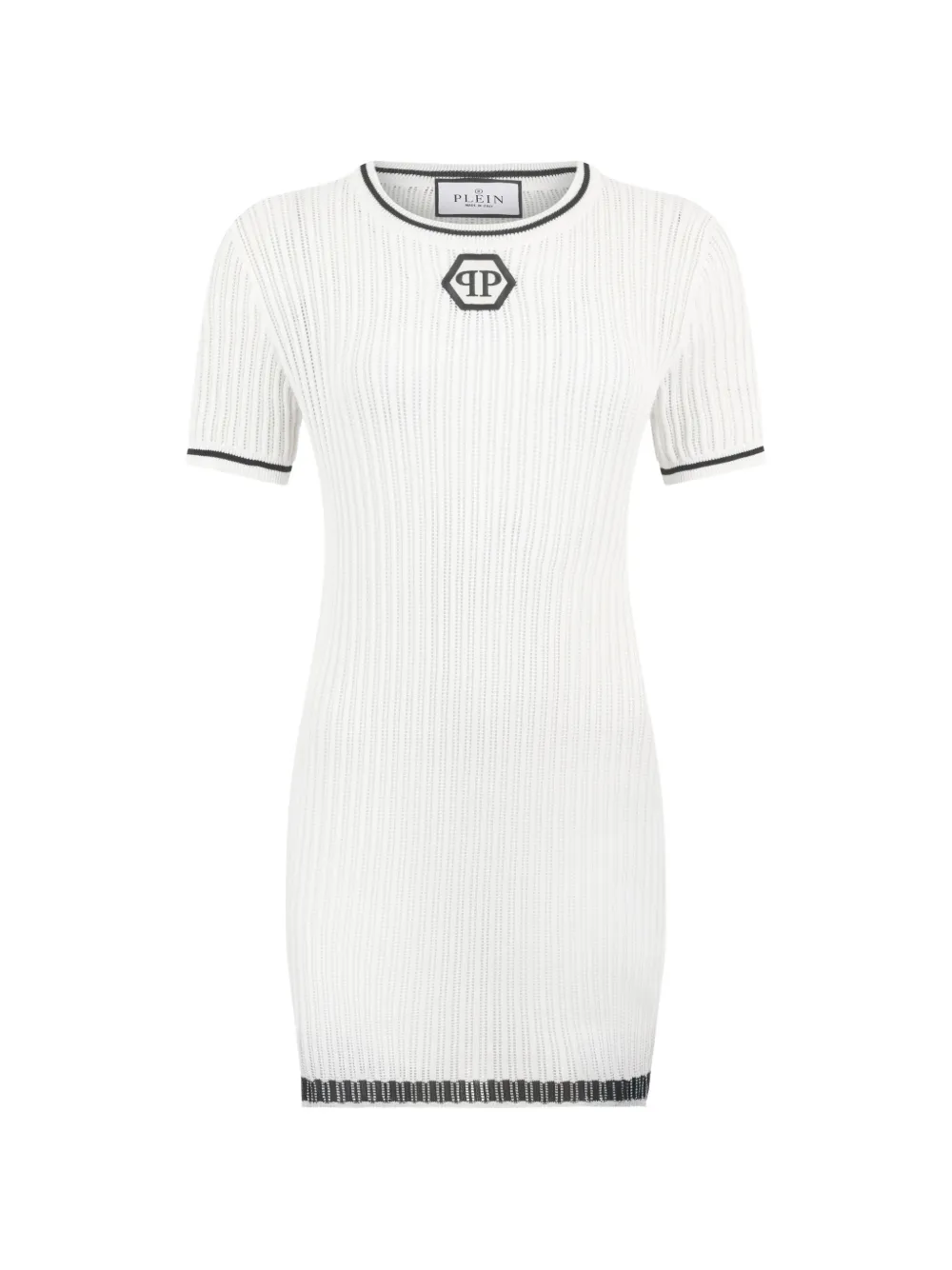 Philipp Plein logo-hexagon mini dress - Weiß