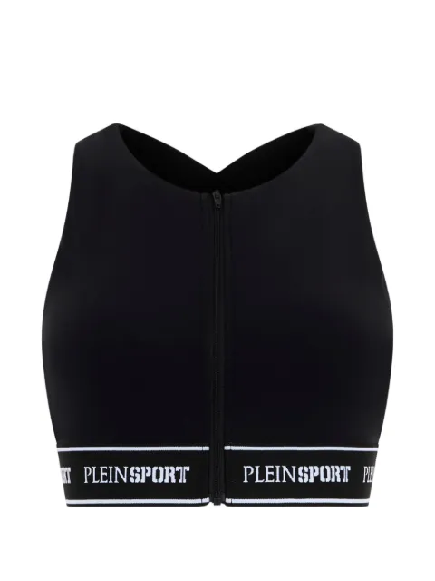 Plein Sport zip elastic fleece bra top