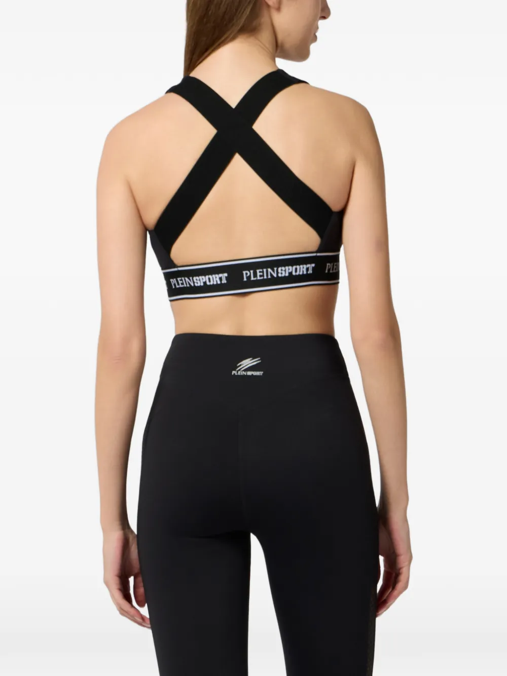 Plein Sport Fleece bh top met rits Zwart