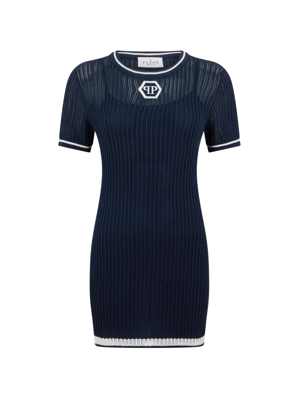 Philipp Plein logo-hexagon mini dress - Blu