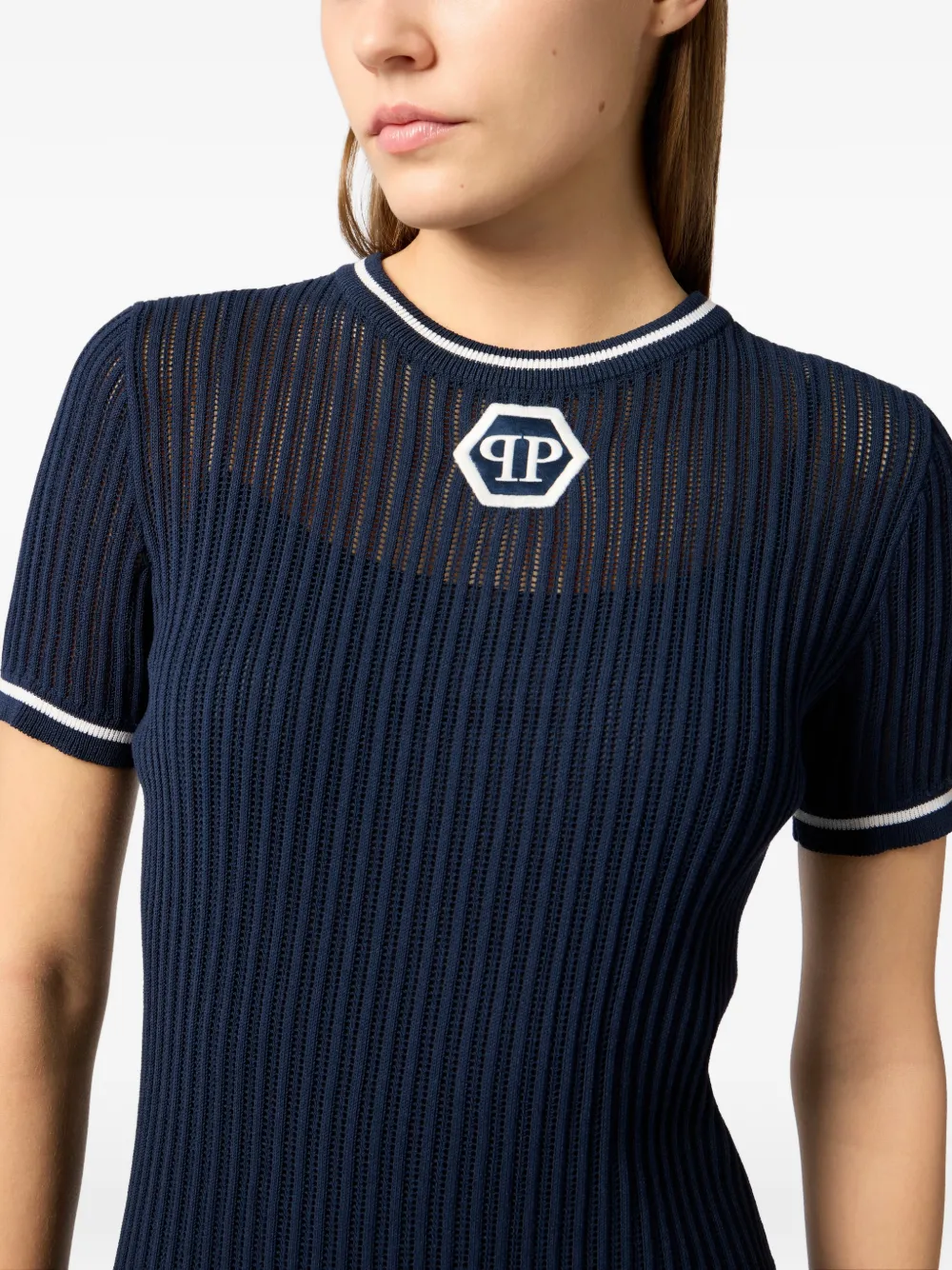 Philipp Plein Mini-jurk met logo Blauw