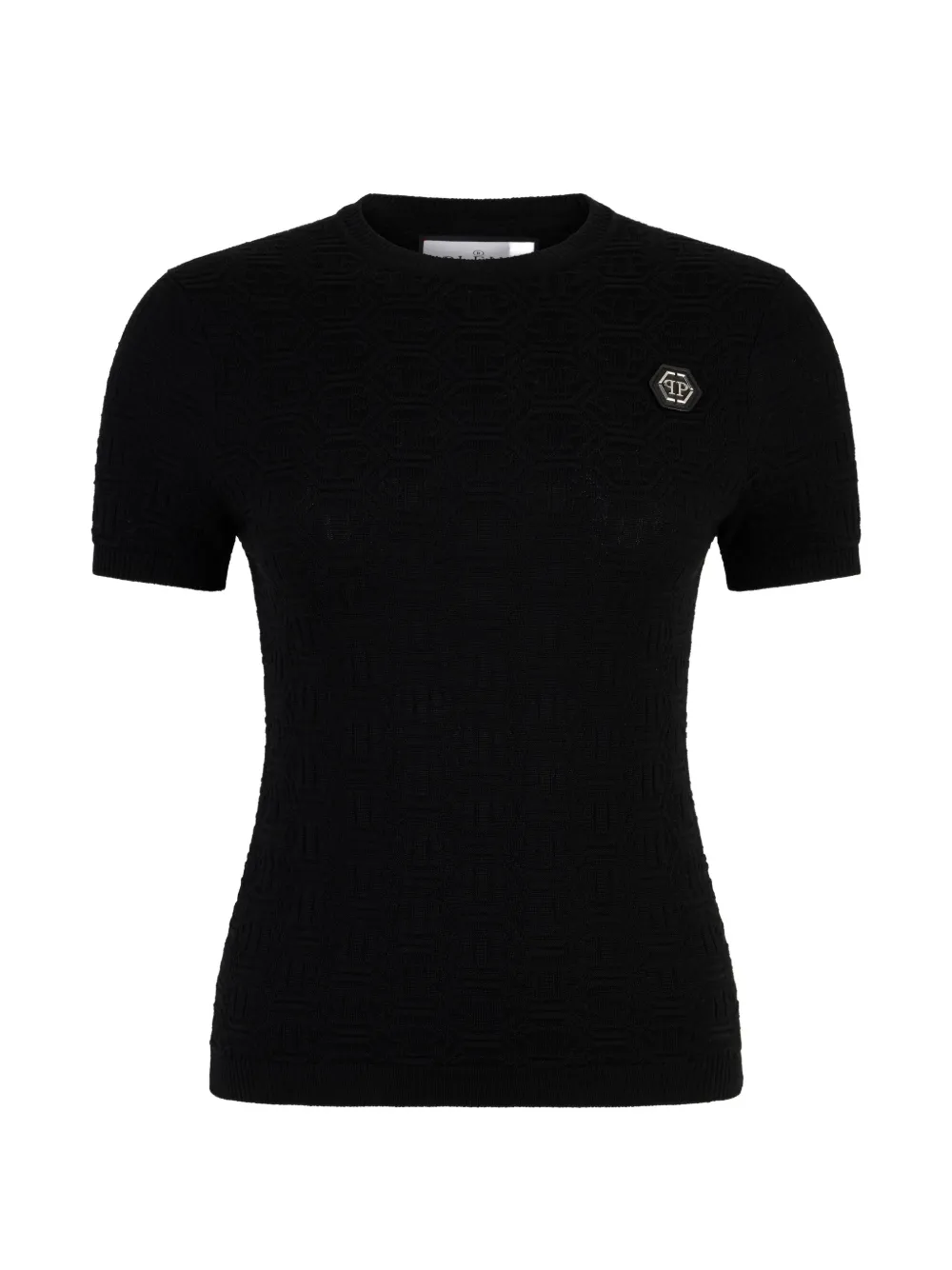 Philipp Plein monogram knitted T-shirt - Schwarz